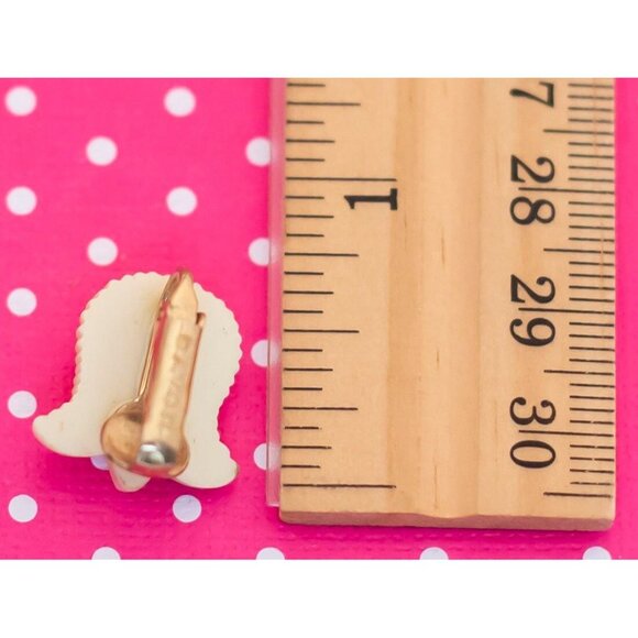 Vintage White Celtic Clip On Earrings by Avon - P14 - Picture 2 of 2